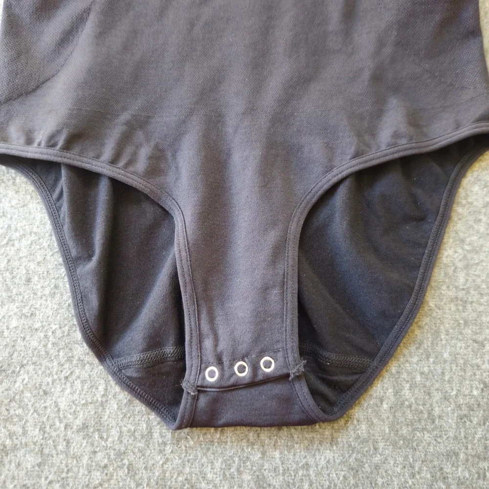New! Shapermint Bodysuit Womens M Black All Day Every Day Short Sleeve Shapewear